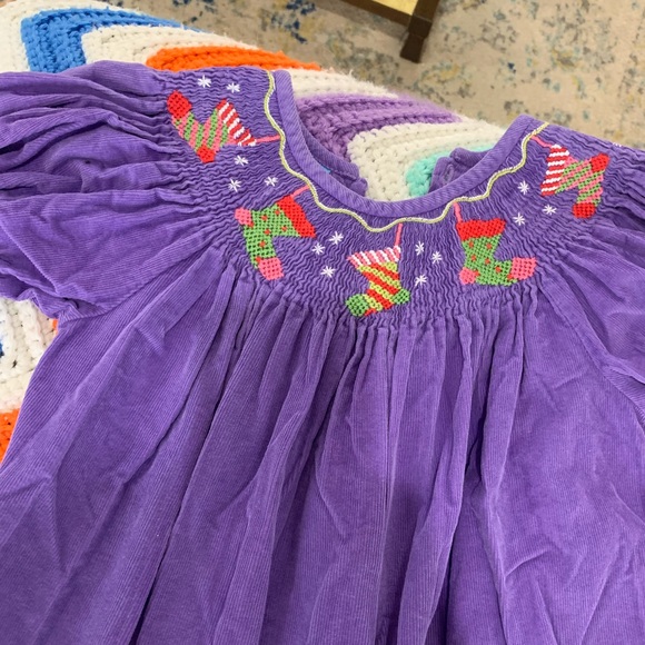 Smocked Purple Christmas Dress - Picture 1 of 3
